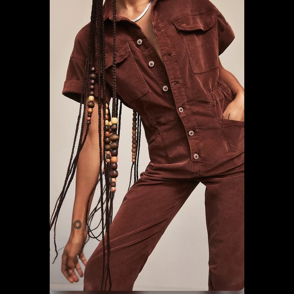 Free People Pants - We The Free Marci Cord Jumpsuit in Gingerbread M